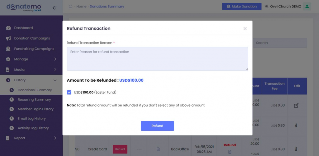 How to display Donation Summary? DonateMo Support